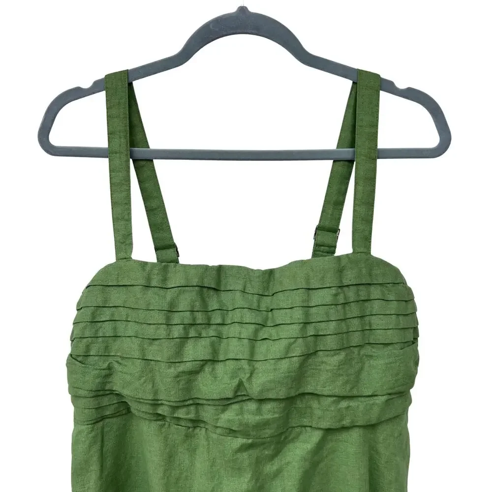 Abercrombie Emerson Linen Blend Skort Green XLT Adjustable Waist Smocked Back - Picture 4 of 10